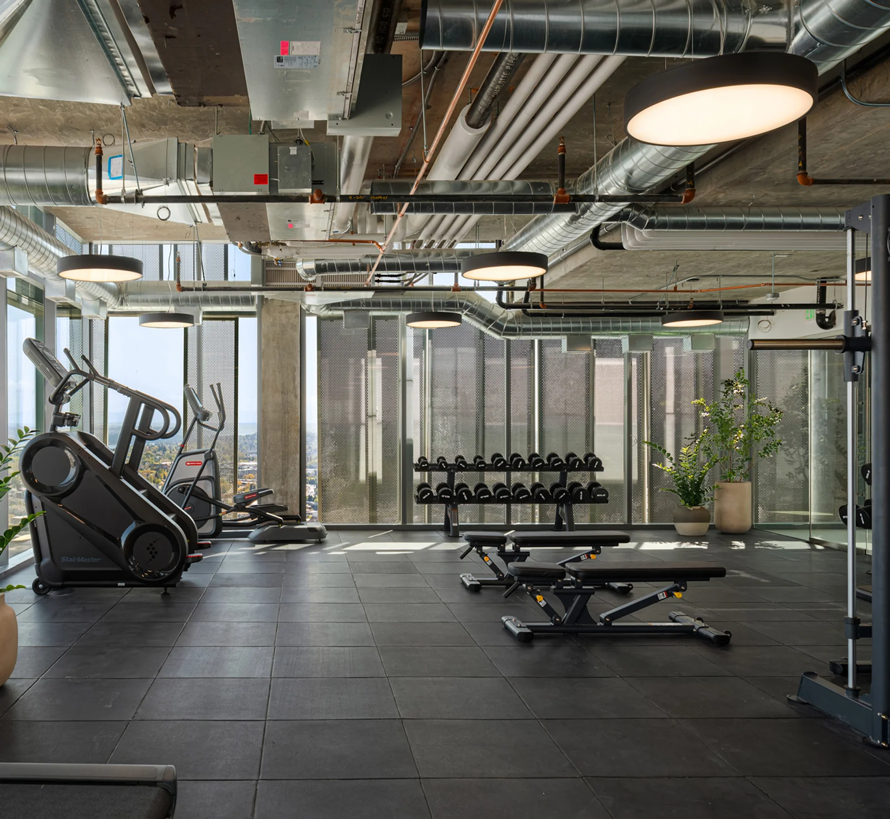 Fitness Center with City Views